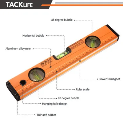 Produktbild von TACKLIFE  MT-L03, 300 mm Wasserwaage, Röhrenlibelle mit 3 Messwegen und Magneten