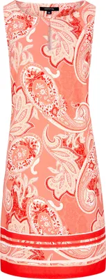 Produktbild von Comma Damen 85.899.82.1050 Kleid Orange Ärmellos Sommerkleid Paisley Rundhalsausschnitt