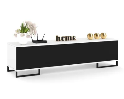 Produktbild von TV-Lowboard Fernsehschrank SIMPLY STEHEND Weiß Matt/Schwarz 160cm