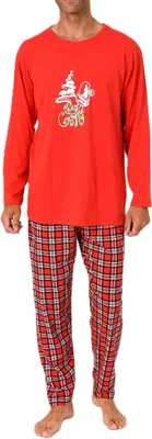Produktbild von Normann Herren langarm Weihnachts Schlafanzug Pyjama mit lustigen Weihnachts Motiv ; rot , 56