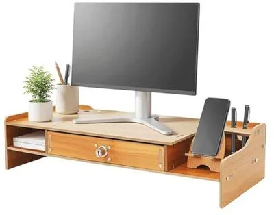 Produktbild von Famanu Monitorständer mit Ablage und Telefonhalter - Desktoporganizer zur Bildschirmhöhenanpassung