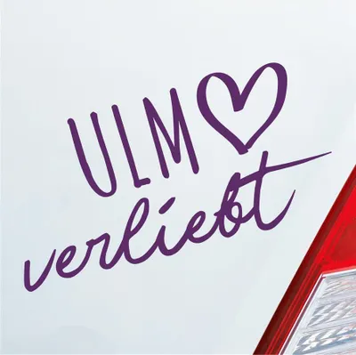 Produktbild von Auto Aufkleber Ulm verliebt Herz Stadt Heimat Liebe Car 19x10 cm Lila Sticker Heckscheibenaufkleber