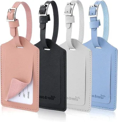 Image de Étiquettes pour valises d'avion, lot de 4, en PU