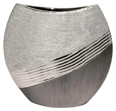 Produktbild von Vase Bridgetown oval Keramik silber/grau Breite 27 cm