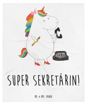 Produktbild von Mr. & Mrs. Panda Plaid Einhorn Sekretärin - Weiß - Geschenk, Unicorn, Decke, Schlafdecke, Steuerkanzlei, Einhörner, Bettüberwurf, Kuscheldecke, Büro, Bettdecke