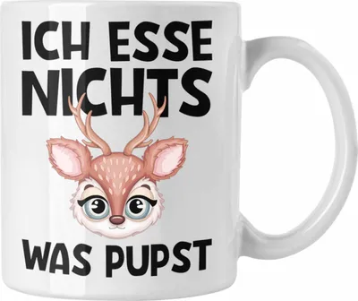 Produktbild von Trendation - Veganer Tasse Geschenk Ich Esse Nichts Was Pupst Tierschutz Reh Edition (Weiß)