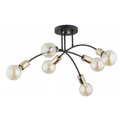 Zdjęcie produktu dla Lampa sufitowa czarna nowoczesna 6 punktowa LANTI 6xE27 15W ALF60817 Alfa