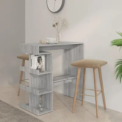 Produktbild von Bartisch mit Regal Grau Sonoma 100x50x101,5 cm KüChe MöBel KüChentheke Bar MöBel Bartisch