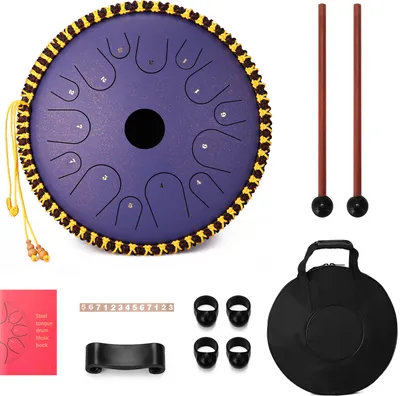 Produktbild von Tongue Drum Zungentrommel Groß Stahlzungentrommel 14 Zoll 14 Tone C-Key-Hand-Pan mit Drumsticks & Tragetasche