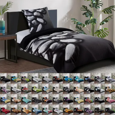 Produktbild von SANILO® Bettwäsche 135x200 cm, 100% feinste Baumwolle, 2-teilig, Bettbezug, Kissenbezug 80x80cm - Hot Stones