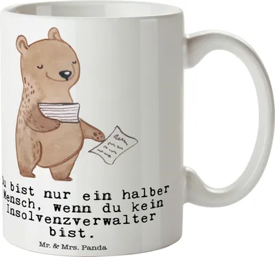 Produktbild von Mr. & Mrs. Panda Becher Insolvenzverwalter Herz - Weiß - Geschenk, Kaffeetasse, Pott, Tasse, schöne, Teetasse