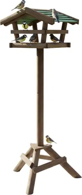 Immagine prodotto di Casetta per uccelli con supporto - Tetto in legno resistente alle intemperie