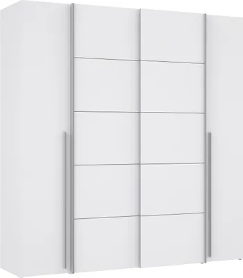 Produktbild von Dreh-/Schwebetürenschrank >Narago< mit Inneneinteilung, in weiß - 200,1x210x61,2cm (BxHxT)
