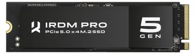 A close-up, top-down view of a black M.2 NVMe SSD with white text and branding.
