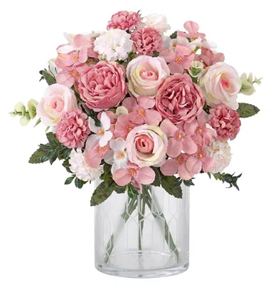Kunstblumen-Set 2er: Pfingstrosen & Rosen, 30 cm, für Deko