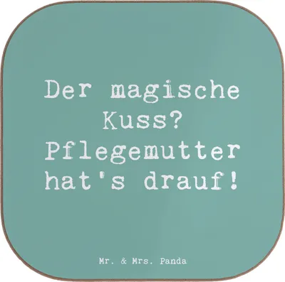 Produktbild von Mr. & Mrs. Panda Untersetzer für Gläser Spruch Pflegemutter Kuss - Meeresbrise - Geschenk, Holzuntersetzer, Pflegefamilie, Jubiläen, herzerwärmende Sprüche, Pflegekind