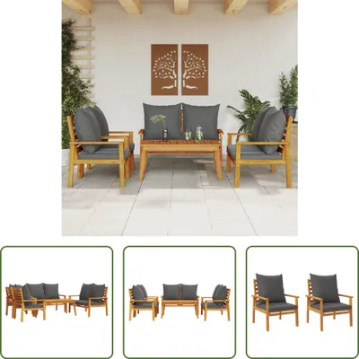 Produktbild von The Living Store 5-tlg. Garten-Lounge-Set mit Kissen Massivholz Akazie