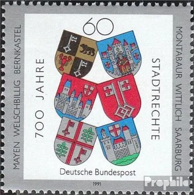 Produktbild von Briefmarken BRD (BR.Deutschland) 1991 Mi 1528 (kompl.Ausgabe) postfrisch 700 Jahre Stadtrechte für Mayen