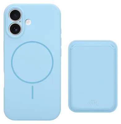 Produktbild von Silicone Hülle with MagSafe Wallet (Blue) - Kompatibel mit iPhone 16