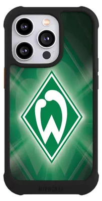 Produktbild von NIVOCASE Hülle für Apple iPhone 14 Pro  Stoßfeste Handyhülle NIVOmax Case Schwarz Offizielles Lizenzprodukt SV Werder Bremen Wappen
