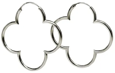Produktbild von SILBERMOOS Damen Creolen große Blumen Kleeblatt glänzend 925 Sterling Silber Ohr