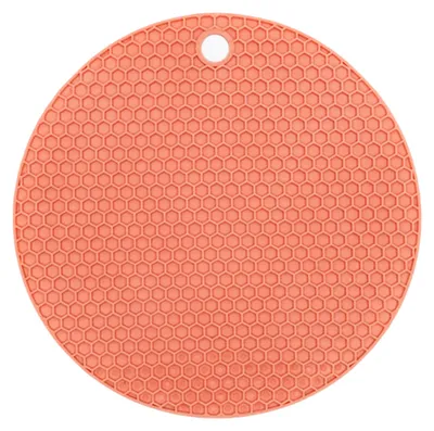 Productafbeelding van Ronde tafelonderzetter van rubber, niet giftig, voorkomt verschuiven, hittebestendig, wasbaar, isolerende onderlegger voor bekers en kommen, roze, 15,5 cm
