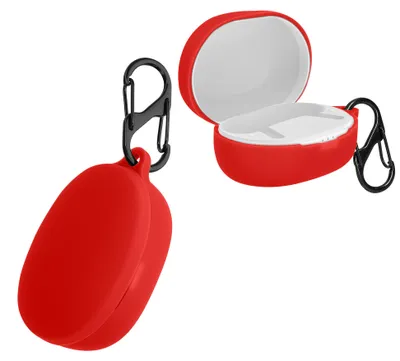 Produktbild von kwmobile Schutzhülle für Anker Soundcore Life P2 mini Hülle - TPU Silikon Case für Kopfhörer Ladecase - stoßfestes Cover mit Karabiner - Rot