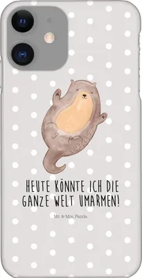 Produktbild von Mr. & Mrs. Panda Iphone 11 Handyhülle Otter Umarmen - Grau Pastell - Geschenk, glücklich, Hallo, Cover, Optimistisch, XR, Seeotter See, Handy Schutzhülle, gut Gelaunt