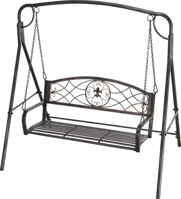 Produktbild von Outsunny Zahradní houpačka pro 2 osoby, hollywoodská houpačka, houpací lavice, kov, bronz, 167 x 123 x 175 cm