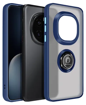 A close-up view of a phone case with a magnetic ring.