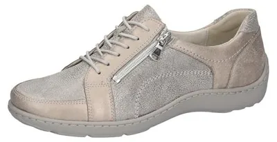 Produktbild von Waldläufer Henni Halbschuh mit ProAktiv Fußbett 496042-337-070, Nubukleder, Hellgrau mit Metallic - Effekt, Weite H 40 1/2