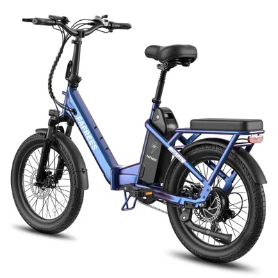 Produktbild von 3-fach faltbares Pedelec mit Aluminiumlegierung E-Bike 20 Zoll mit 36V 20Ah Akku bis zu 100 km 7-Gang Shimano, Blauviolett