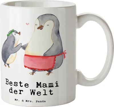 Produktbild von Mr. & Mrs. Panda Kaffeetasse Pinguin Beste Mami der Welt - Weiß - Geschenk, Tasse, Ma, Geschenkidee, Sprüchetasse, Kaffeebecher, Mutter, Muttertag, Mama, Danke, Teetasse