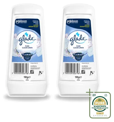 Zdjęcie produktu dla 2 sztuki żelu do odświeżacza powietrza Glade - zapach "Czysta biel" - 150 g - zestaw ekonomiczny