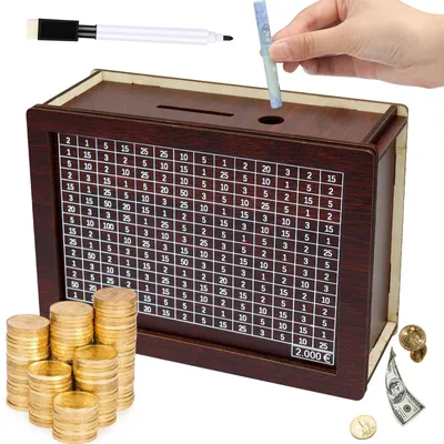 Produktbild von Spardose aus Holz mit Sparziel (2000 €)