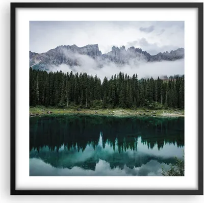 Produktbild von Gerahmtes Poster - Schwarzer Rahmen - Landschaft Berge Wolken - 50x50 cm - Wand Bild - Wanddeko - Wandbilder - Kunstposter - Wandposter - Bilderrahmen - Bilder - Kunstdruck - P2BAC50x50-4671