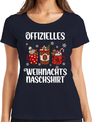 Produktbild von Weihnachten Naschen Faultier Lustig - Weihnachtsgeschenk Christmas Damen T-Shirt, Navy, 3XL
