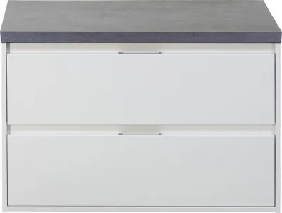 Produktbild von Sanox Waschtischunterschrank Porto BxHxT 90,2 x 58 x 50 cm mit Waschtischplatte weiß hochglanz / Beton anthrazit