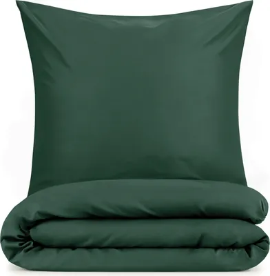 Produktbild von Blumtal Bettwäsche 135x200cm + Kissenbezug 40x80cm - Mikrofaser Bed Sheets 135x200cm - 2-er Set Bettwäsche Dunkelgrün