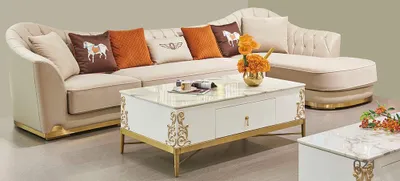 Produktbild von Modernes Sofa Ecksofa L-Form Couchtisch Hocker Ecksofa Polster Hocker 2tlg. Set