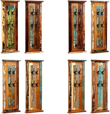 Image de vidaXL Porte-manteau mural 2 pcs. en vieux bois massif 38x100 cm - Porte-manteau - Porte-manteaux - Porte-manteau en bois - Penderies en bois