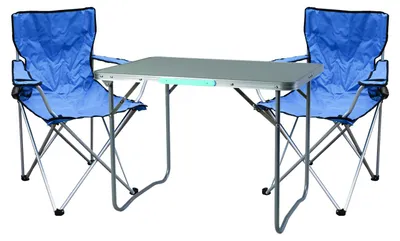 3-teiliges Campingmöbel Set blau 2x Stuhl inkl. Tasche + 1x Tisch