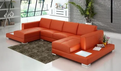 Produktbild von Wohnzimmer Ecksofa Leder Sofa Polster