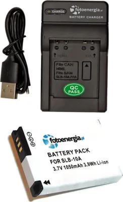 Zdjęcie produktu dla ZESTAW ŁADOWARKA USB + BATERIA AKUMULATOR FOTOENERGIA SLB-10A do SAMSUNG WB500 WB600 P1000 P800 PL50 PL51 PL55