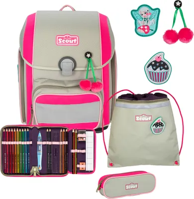 Produktbild von Scout Schulranzen Basic Genius Set 4-teilig Pink Cherry beige