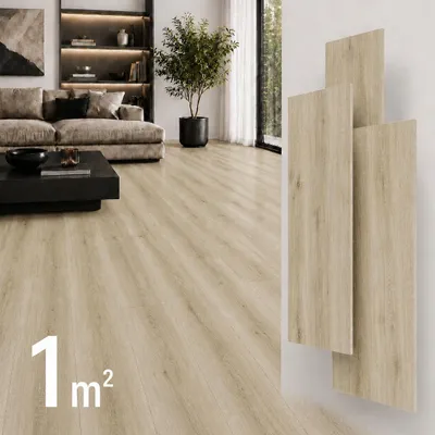 Produktbild von SPC Vinylboden 5mm Klick Vinyl wasserfest Holzoptik Bodenbelag mit Trittschalldämmung für Küche Bad Wohnzimmer, KI-generiertes Bild