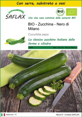 Immagine prodotto di SAFLAX Insieme di coltivazione -- Zucchina - Nero di Milano - 6 semi - Cucurbita