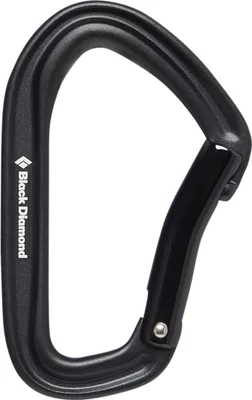 Schwarzer Schnappkarabiner "Hotforge Bent Gate" von Black Diamond; geeignet für Klettern.