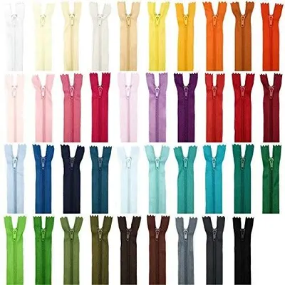 Image de Lot de 39 fermetures éclair résistantes - 50 cm, assortiment pour vêtements et sacs