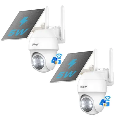 Obrázek produktu pro 2 ks 4G LTE sledovací kamera se sim kartou venkovní solární kamera 2K 360° bezdrátové sledování s baterií venkovní kamera bez WLAN PIR detekce